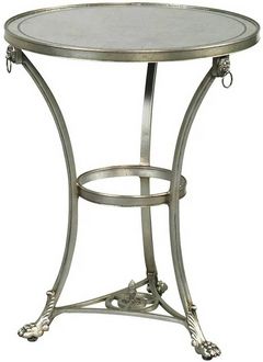 Lillian August Cafe Joie Mirrored Top Side Table with Aged Silver Base