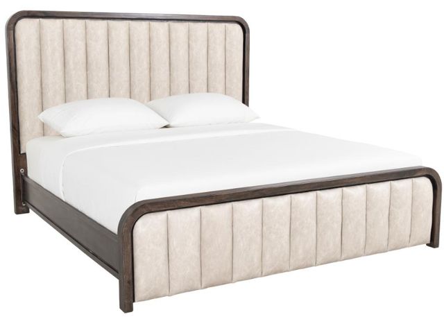 International Furniture Direct Mezquite Black/Glossy Acrylic Eastern King Upholstered Panel Bed-0
