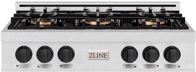 ZLINE Classic Autograph Edition 36" Stainless Steel Gas Rangetop with Matte Black Accents-0