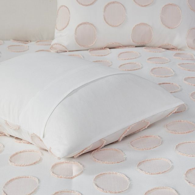 Olliix by Intelligent Design Jennifer Blush Full/Queen Clipped Jacquard Comforter Set-4