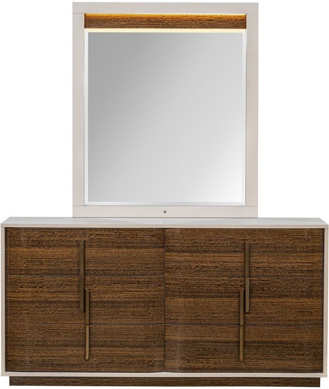 Michael Amini® Pavira Walnut Dresser with Mirror Set-3