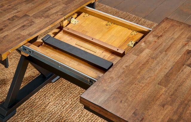 A-America® Stormy Ridge Chicory Trestle Dining Table with Slate Black Base-2