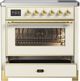 Ilve® Majestic III 36" Antique White Pro Style Induction Range with Triple Glass Door and Brass Trim-3