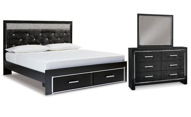 Signature Design by Ashley® Kaydell 3-Piece Black King Upholstered Panel Bedroom Set-0