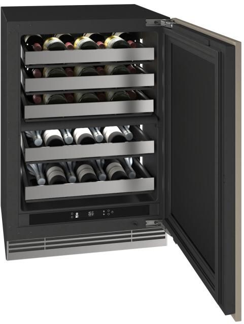 U-Line®  Home Collection 24" 4.9 Cu. Ft. Panel Ready Dual-Zone Wine Refrigerator with Solid Door-4