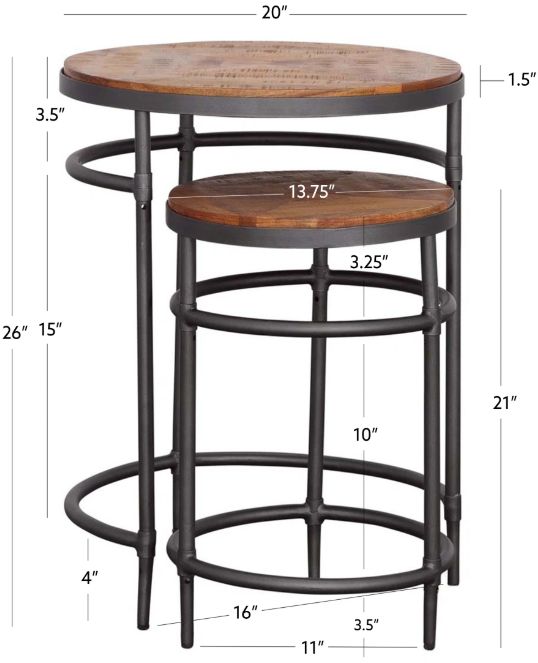 Coast2Coast Home™ Trooper 2-Piece Natural Nesting Table with Black Base Set-2