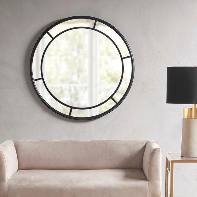 Olliix by Martha Stewart Katonah Black Round Framed Décor Wall Mirror-3