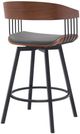 Armen Living Athena Black/Gray/Walnut Swivel Counter Stool-4