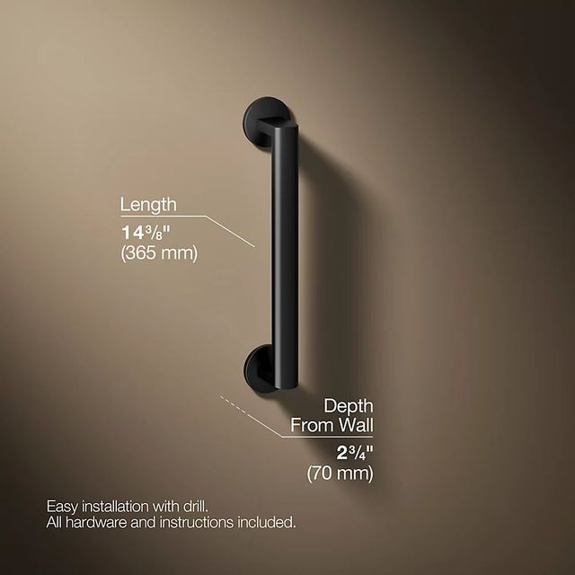KOHLER® Components™ Matte Black 12" Grab Bar-2
