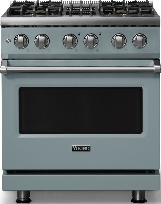 Viking® 5 Series 30" November Sky Pro Style Dual Fuel (LP) Range with Polished Chrome Trim-0