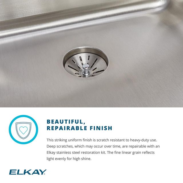 Elkay Lustertone® Classic Lustrous Satin 19-1/2" x 19" x 5-1/2" 2-Hole Single Bowl Drop-In ADA Sink with Quick-Clip-1