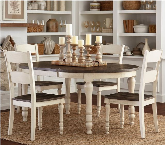 Jofran Inc. Madison County Brown/Vintage White Ladderback Dining Chair-1