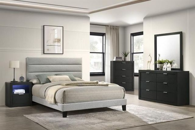 New Classic® Home Furnishings Asher 4-Piece Charcoal/Smoke Queen Panel Bedroom Set -1