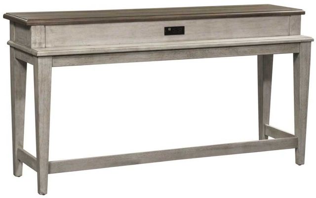 Clearance Liberty Furniture Heartland Tobacco Console Bar Table with Antique White Base-0