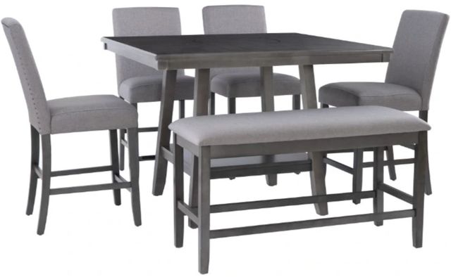 Powell® Seneca 6-Piece Gray Square Counter Dining Set-0