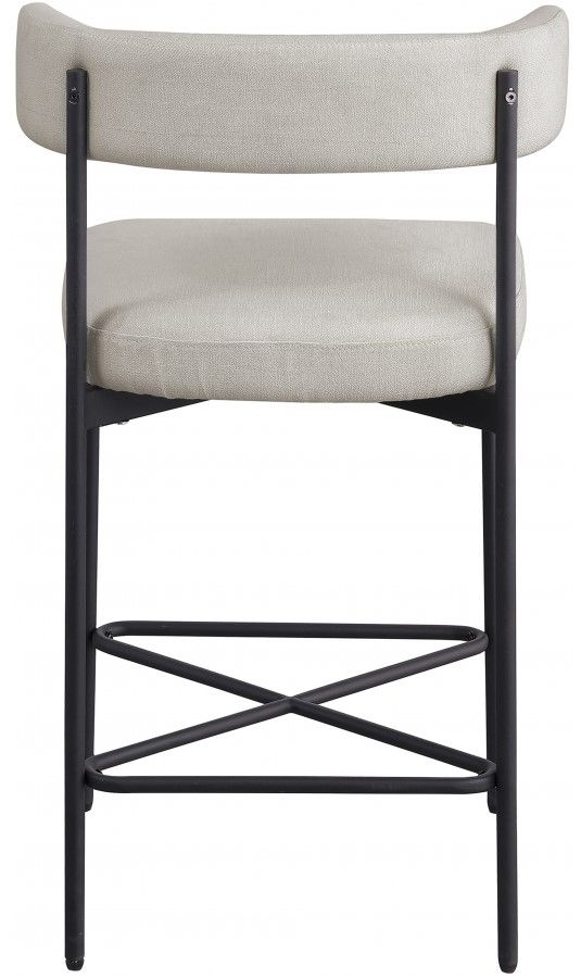 Meridian Furniture Rivage 2-Piece Beige/Matte Black Linen Textured Counter Stool Set-3