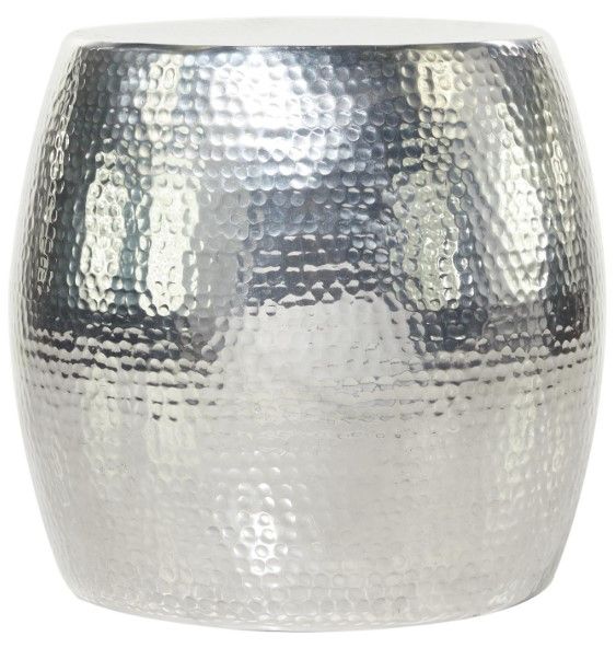 Deco Marche Silver Drum Shaped Accent Table-1