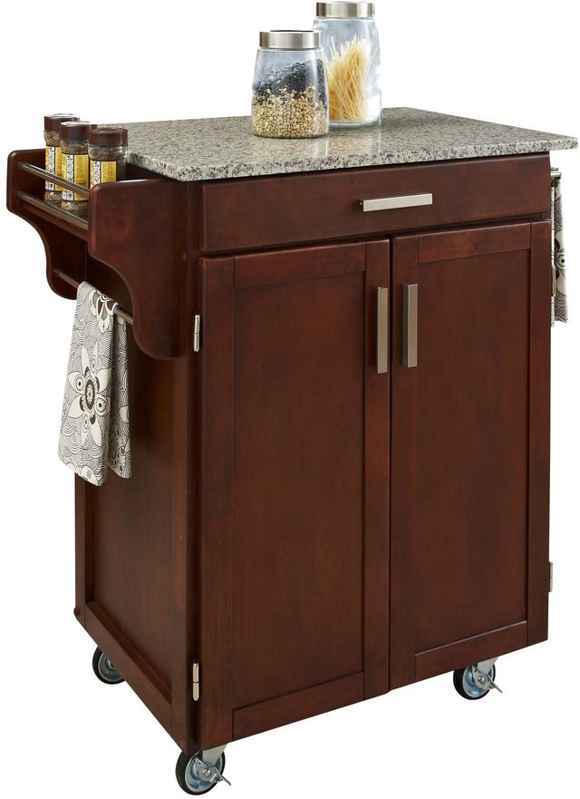homestyles® Cuisine Cart Cherry/Salt-and-Pepper Granite Kitchen Cart-2