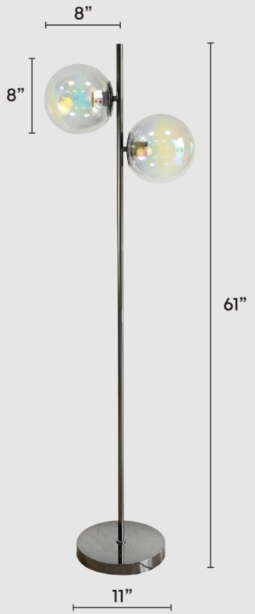 Classy Living Celestial Radiance Silver Floor Lamp with Iridescent Glass Globes-1