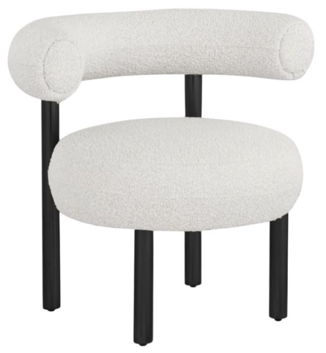 Meridian Furniture Bordeaux Cream/Matte Black Boucle Fabric Accent Chair-0