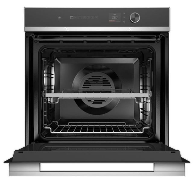 Four mural électrique simple de 24 po Fisher & Paykel® série 7 de 3.0 pi³ avec friture à air - Noir avec garniture en acier inoxydable-1