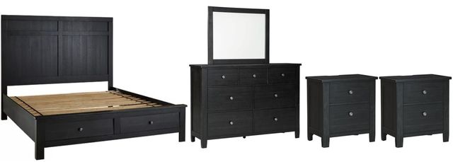 Benchcraft® Noorbrook 5-Piece Black Queen Panel Storage Bed Set-0