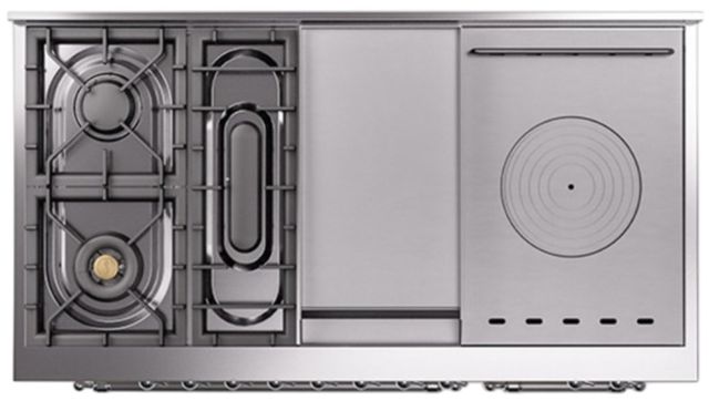 Ilve® Nostalgie II Noblesse 48'' White Pro Style Dual Fuel Range with Chrome Trim-3