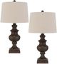 Cal® Lighting & Accessories Urn Style 2-Piece Rustic Oak Table Lamp Set-0
