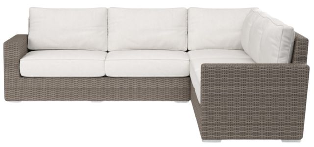 Sunset West Coronado 3-Piece Driftwood Resin Wicker Outdoor Sectional with Canvas Flax Cushion-1