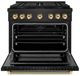 ZLINE Autograph Edition Paramount 36" 5.2 Cu. Ft. Black Stainless Steel Gas Range with 6 Burner DuoPro™ Cooktop and Convection Gas Oven with Polished Gold Helix Handle and Accents-3