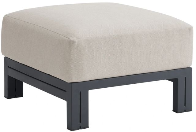 Elements International Playa Dark Gray/Olefin Beige Fabric/Metal Outdoor Ottoman-0
