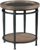 Hammary® Austin Antiqued Medium Brown Round End Table with Hammered Bronze Frame-0