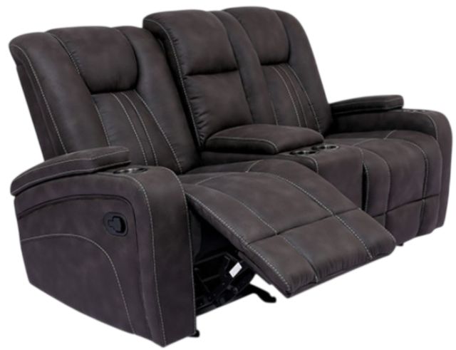 Furniture of America® Amirah Dark Gray Manual Glider Reclining Loveseat-0