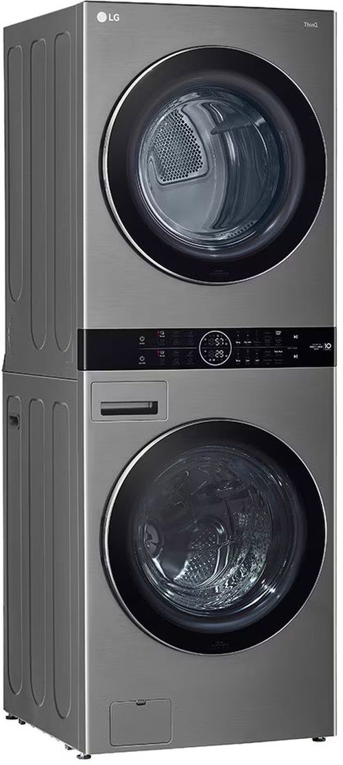 LG WashTower™ Graphite Steel Electric Laundry Center, 5.2 Cu. Ft. Washer, 7.4 Cu. Ft. 3-Way Venting Dryer with Black Tempered Glass Doors-2