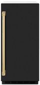 ZLINE Autograph Edition Touchstone 15" 75 lbs. Black Matte Door with Polished Gold Handle Clear Cube Ice Maker with Drain Pump -0