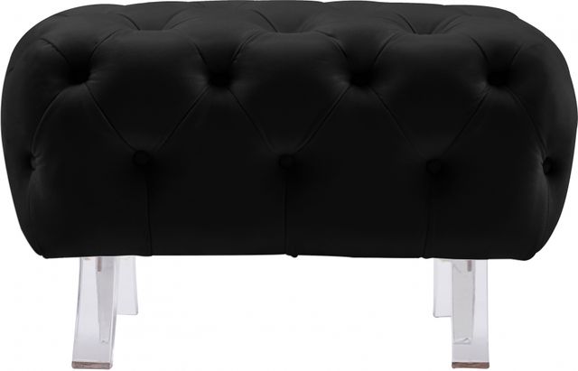 Meridian Furniture Crescent Black Velvet Ottoman-1
