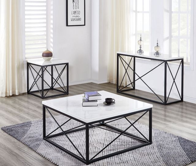 Steve Silver Co. Skyler 3-Piece White Occasional Table Set with Black Base-1