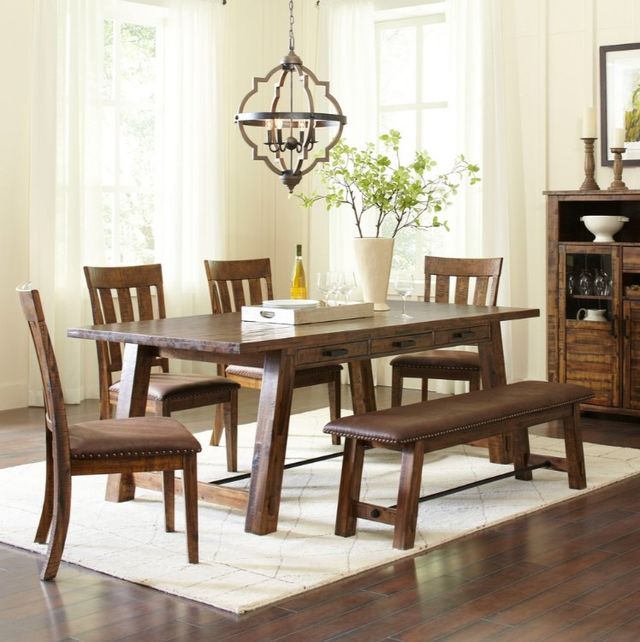 Jofran Inc. Cannon Valley Brown Slat Back Dining Side Chair-1