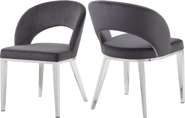 Meridian Furniture Roberto Gray/Chrome Velvet Dining Chair-3