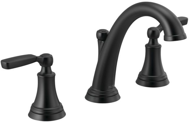 Delta Woodhurst® Matte Black 2-Handle Widespread Bathroom Faucet-0