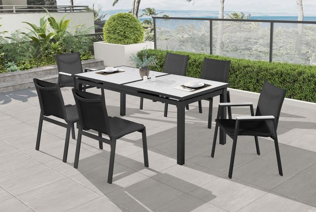 Meridian Furniture Nizuc 2-Piece Black Outdoor Patio Mesh Dining Arm Chairs-4