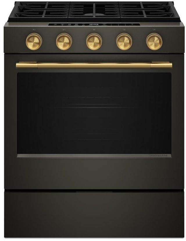KitchenAid® 30" Black Stainless Steel Slide-In Gas Range-3