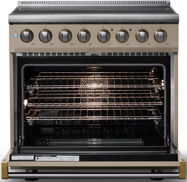 Viking® 5 Series 36" Nantucket Pro Style Induction Range with Brushed Brass Trim-1