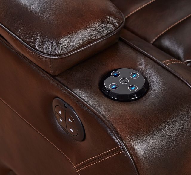 Corinthian Furniture Luke Manhattan Brown Power Recliner with Power Headrest and Bluetooth Speaker-2