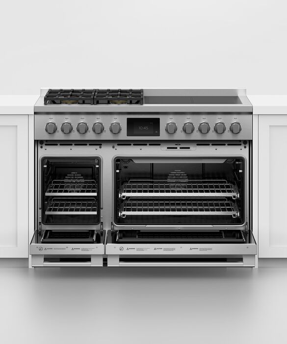 Fisher & Paykel Series 11 48" Stainless Steel with Black Glass Pro Style Dual Fuel Natural Gas Range-3