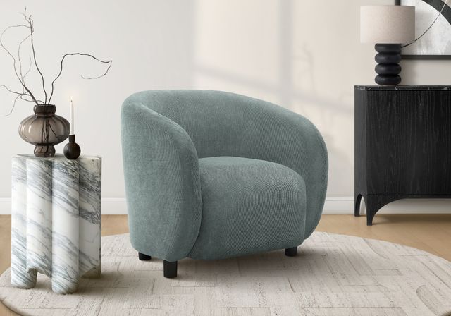 Monarch Specialties Inc. Green 30" Rounded Barrel-Back Accent Chair with Black Legs-1