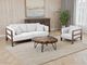 International Furniture Direct Roots Stained Brown/White Upholstered Sofa-1