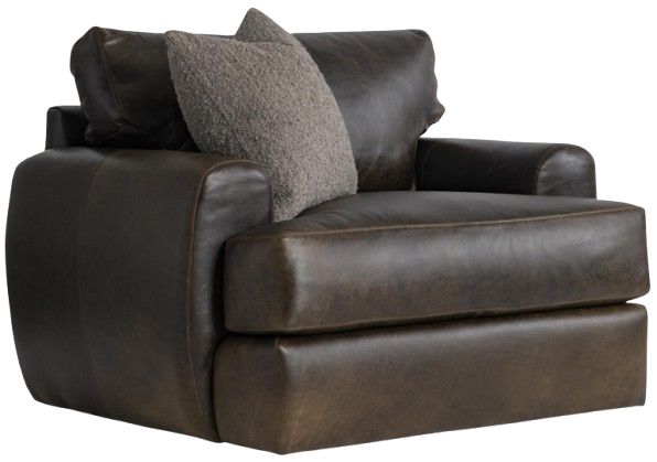 Bernhardt Cameron Bernhardt Living Brown Leather Swivel Chair-1