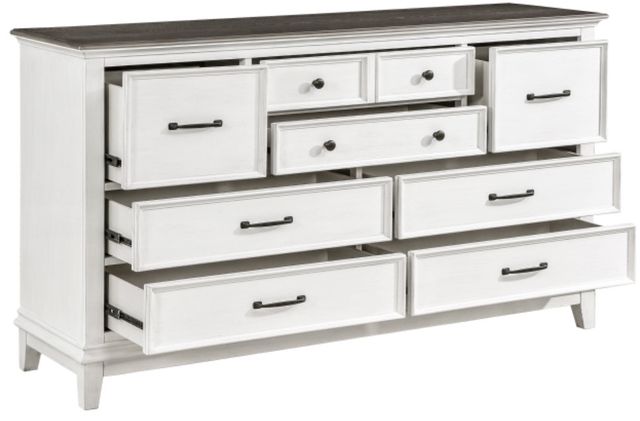Mazin Furniture Chesterton Antique White/Dark Brown Dresser-2