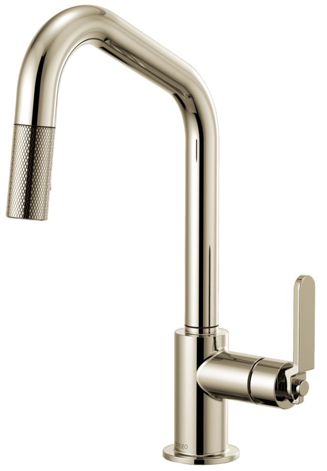 Brizo Litze® Brilliance® Polished Nickel Pull-Down Faucet with Angled Spout and Industrial Handle-0